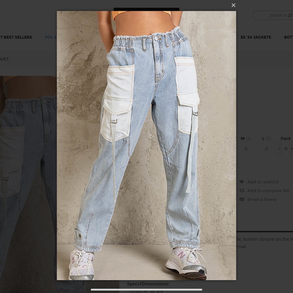 POL pants POL jeans Light Blue Denim Straight-Leg Cargo Pants  Patch Pockets new